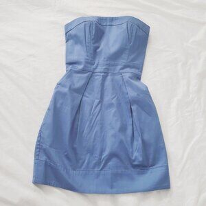 FRENCH CONNECTION- Cerulean Frost Blue Tiffany Strapless Pleated Pocket …